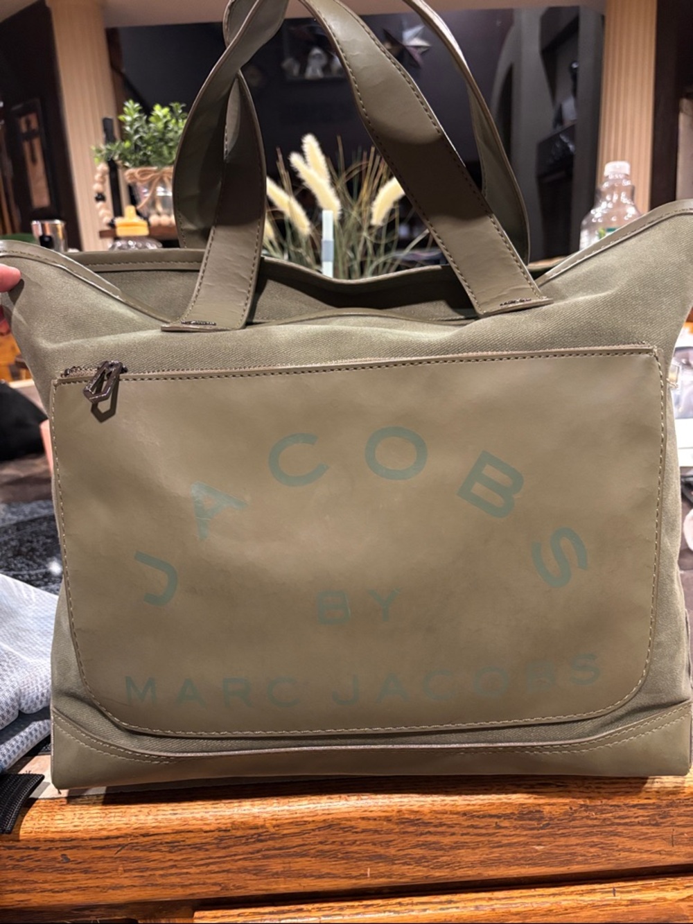 “Jacobs by Marc Jacobs” canvas tote/shopper style bag sage/olive green EUC